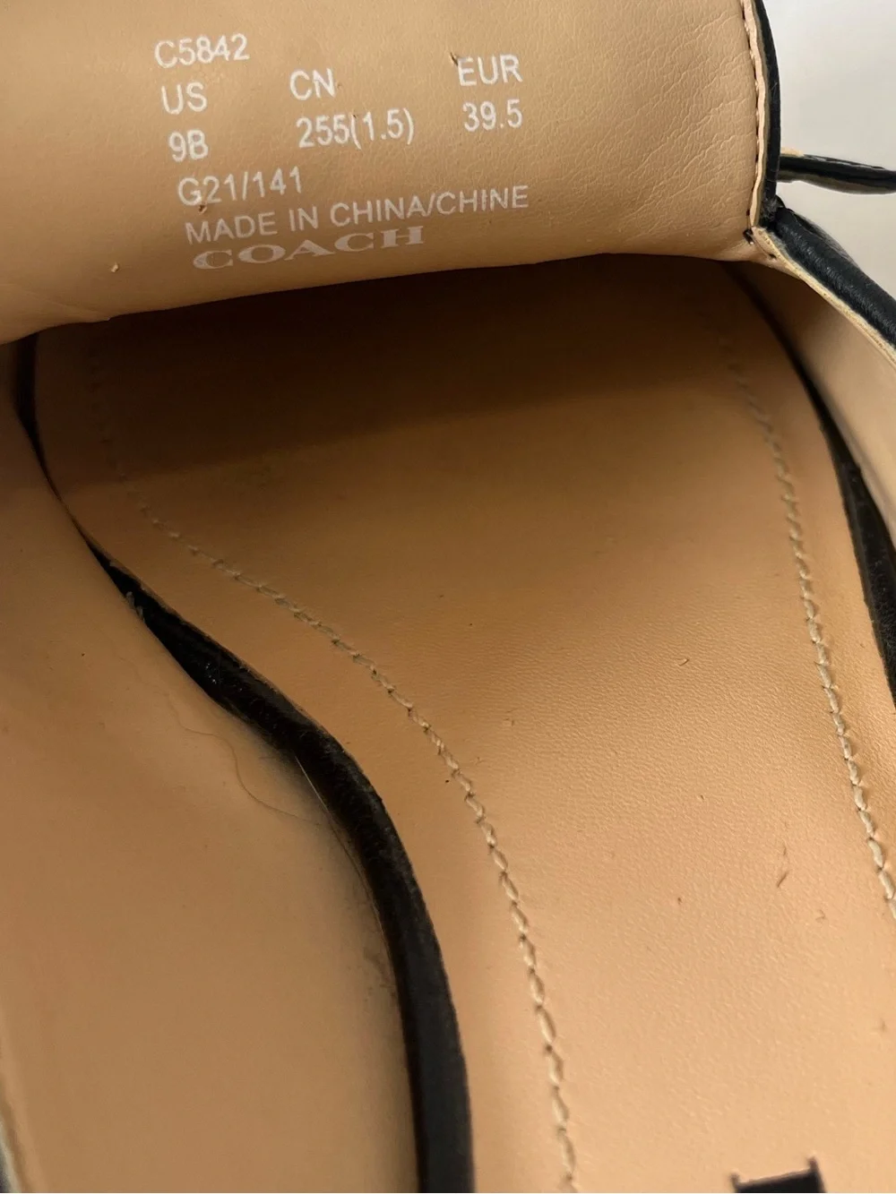 Coach Irene Black Leather point-toe Slip-On Mule Loafers size 9B